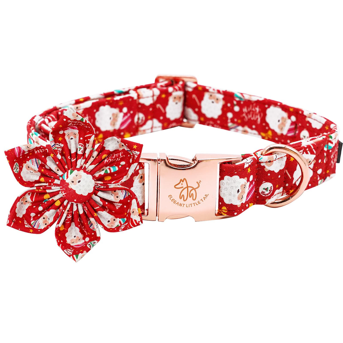 Elegant Little Tail flower collar front view with removable bloom for stylish versatility.