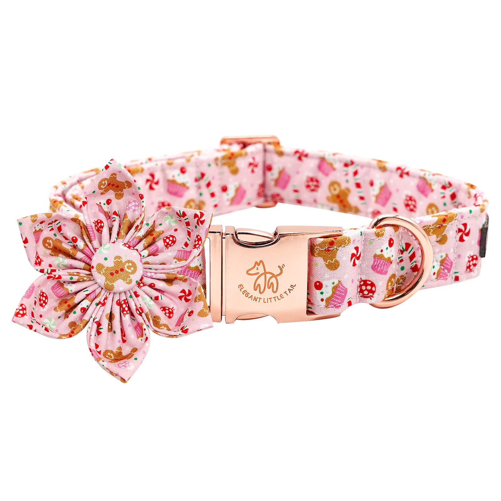 Elegant Little Tail flower-dog-collar-removable-flower enables versatile festive styling for holidays.