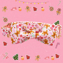 Elegant Little Tail Gingerbread Man collar bow side view showing soft cotton.
