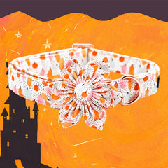 Elegant Little Tail Halloween dog collar flower removable demonstrates versatile styling.