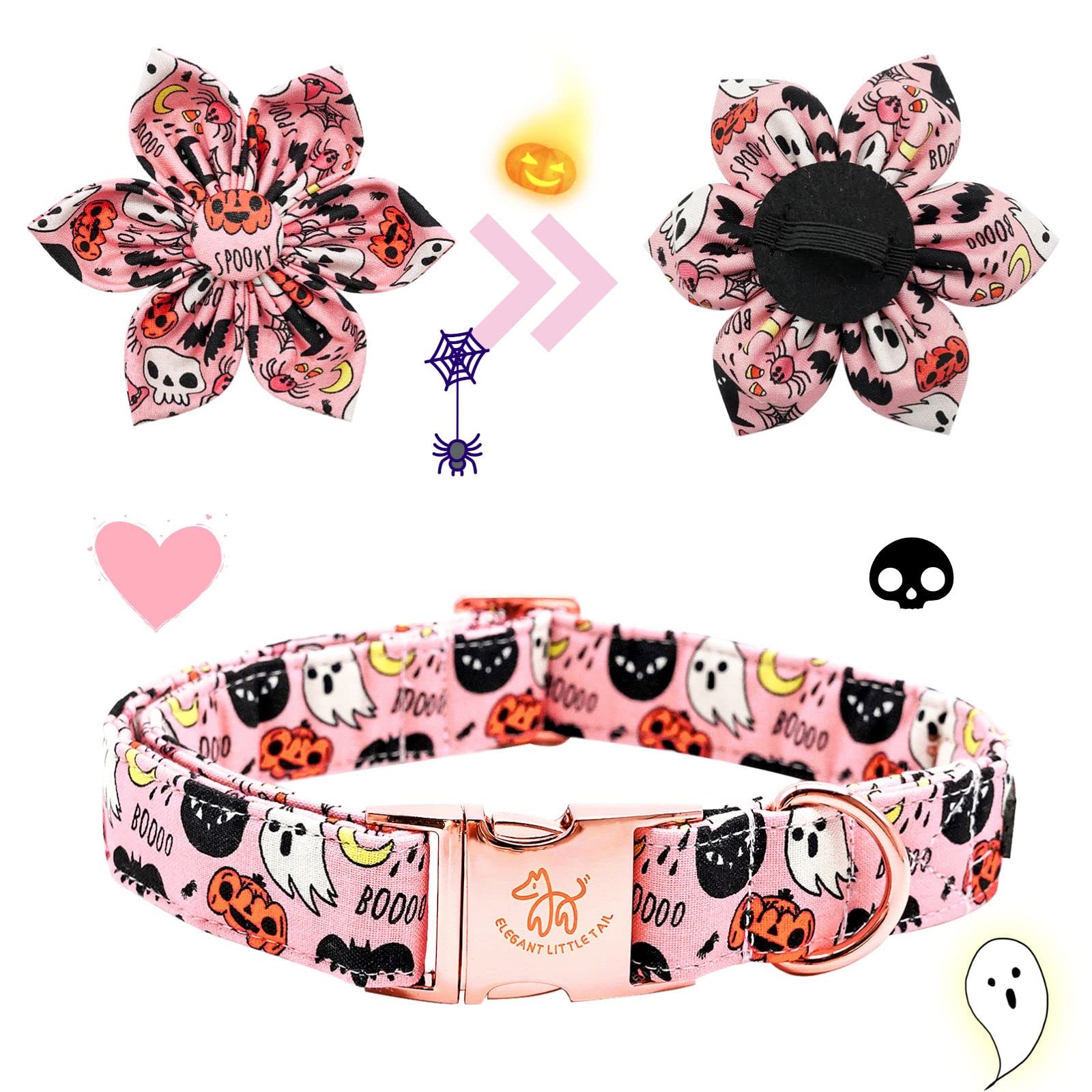 Elegant little tail removable-flower-feature highlights elastic loop for easy removal.