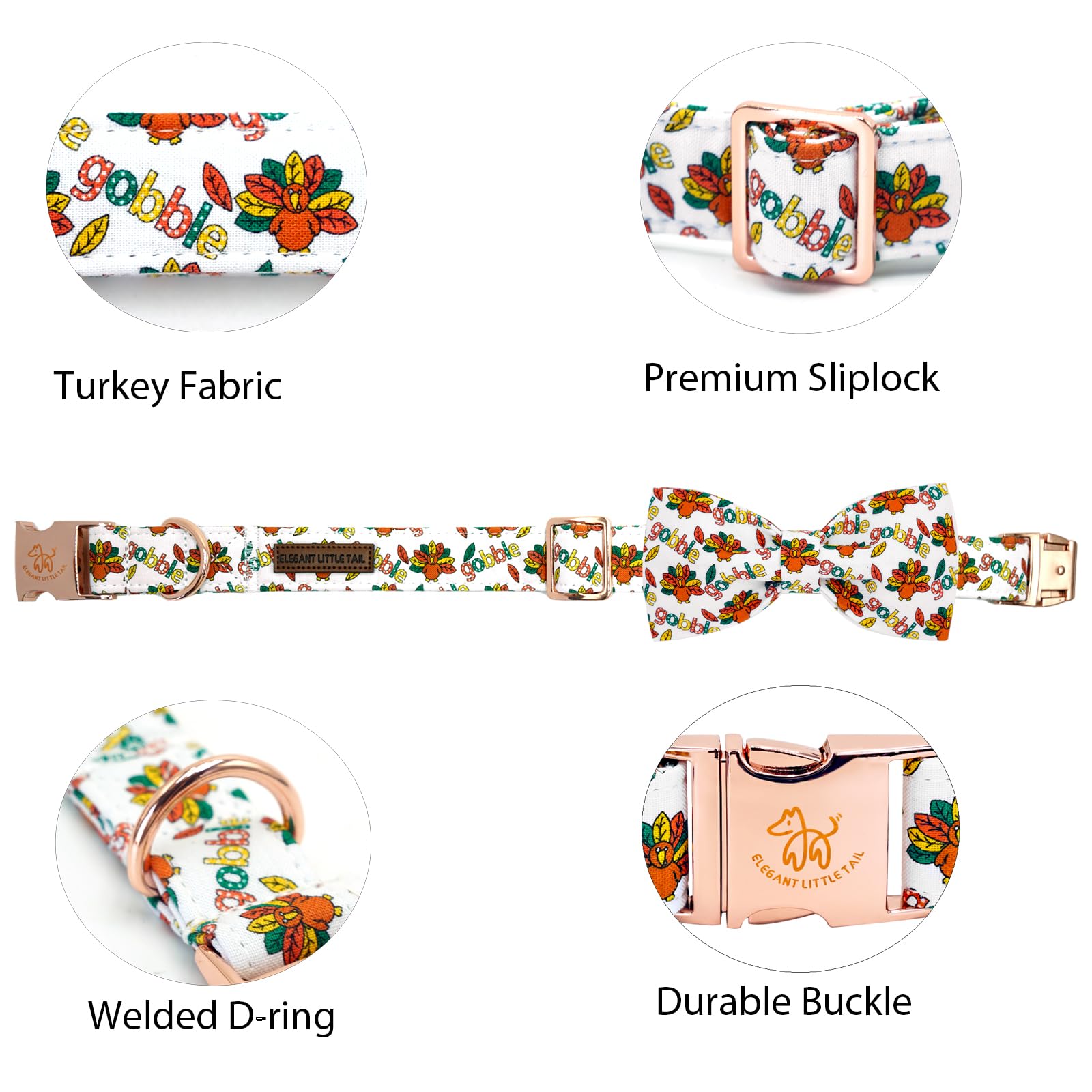 Elegant little tail Thanksgiving collar bow highlights a festive red plaid bow for photo moments.