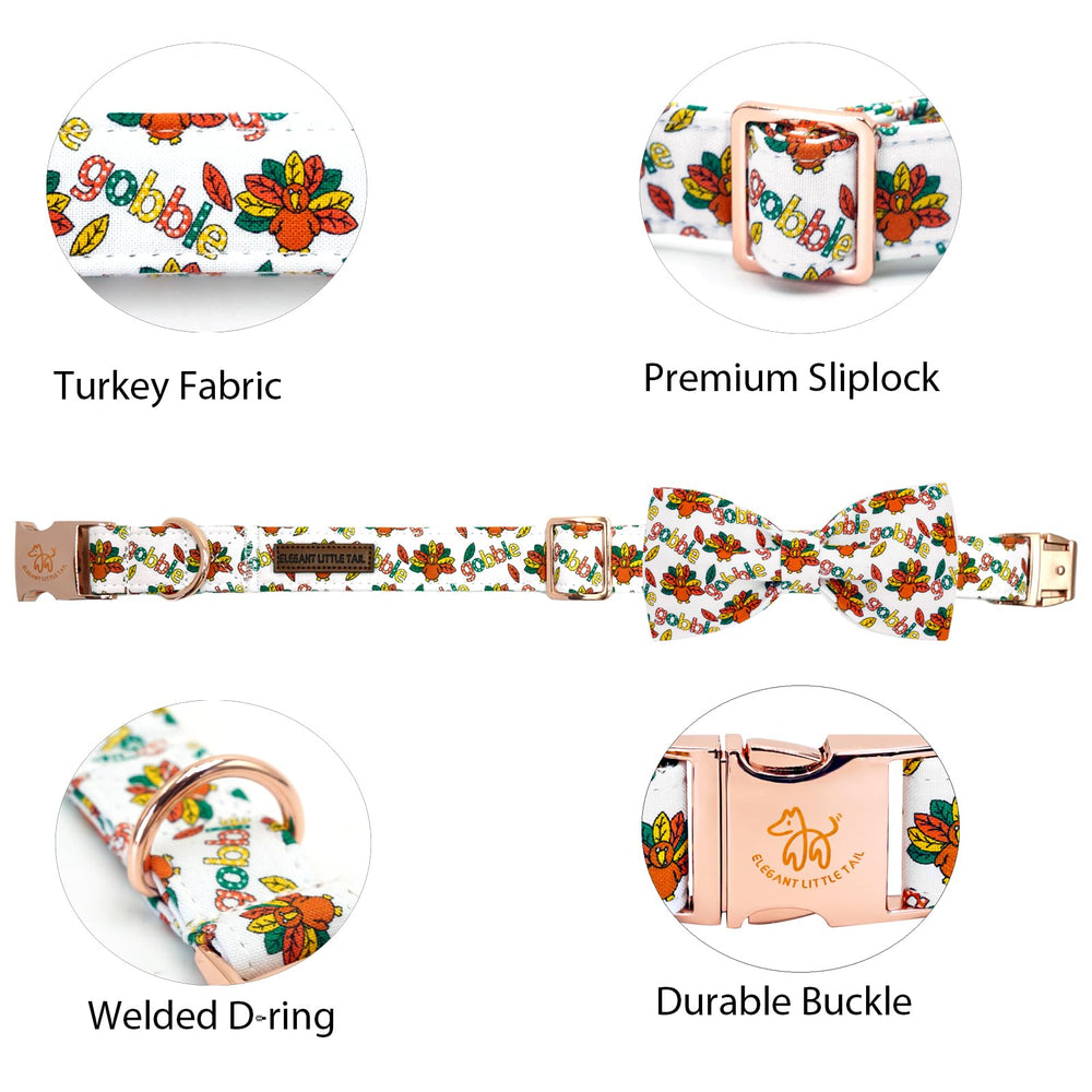 Elegant little tail Thanksgiving collar bow highlights a festive red plaid bow for photo moments.
