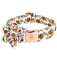 Elegant little tail Thanksgiving dog collar with turkey bow enhances festive photos