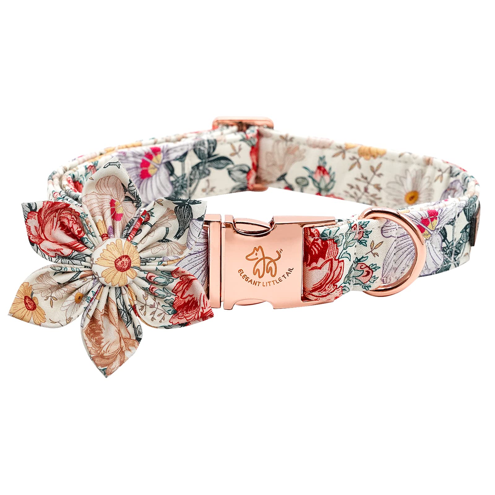 Elegant Little Tail vintage floral dog collar for everyday wear.