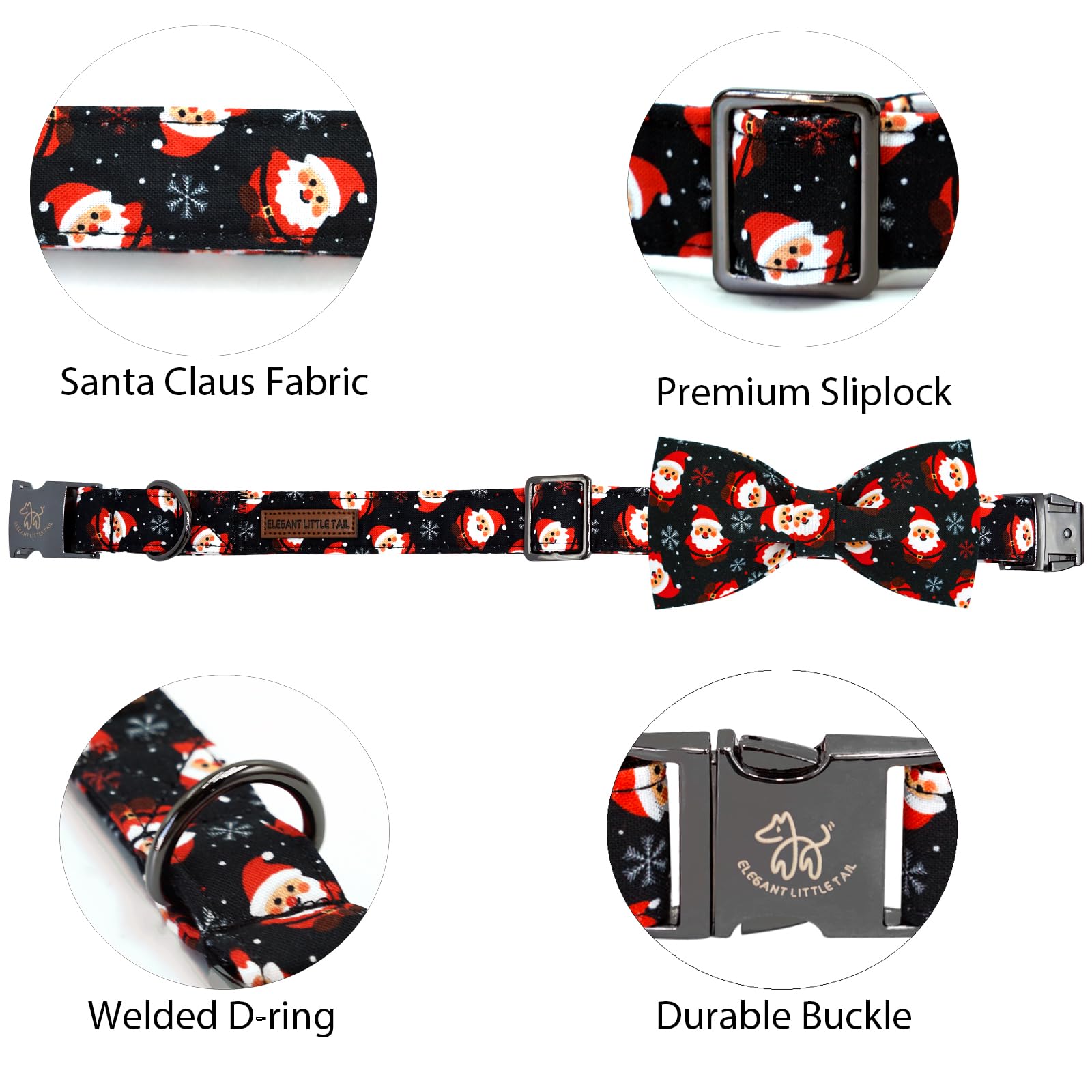 Elegant little tail winter bow-detail collar on medium dogs adds charming holiday style.