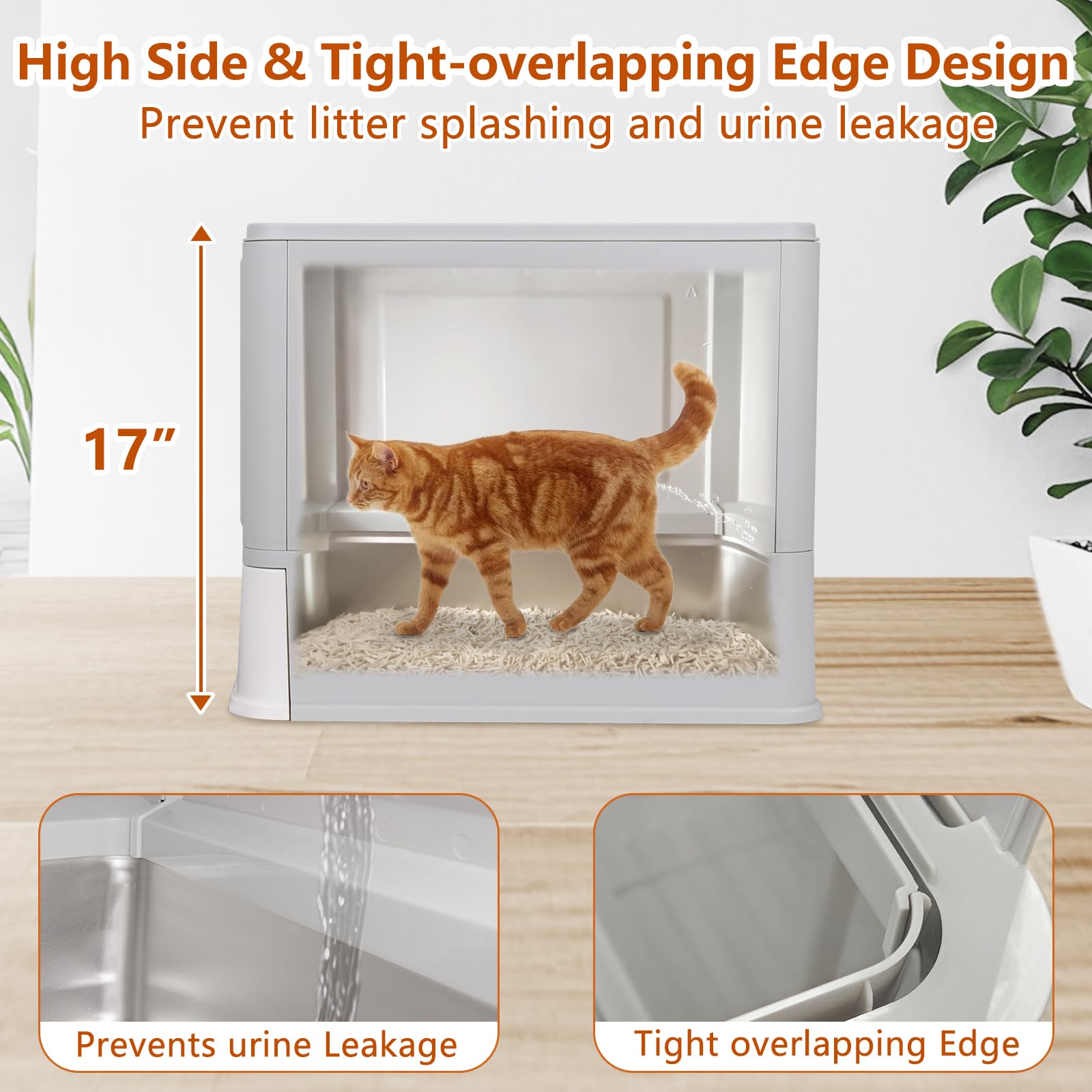 ELEGX XL cat litter box inside view shows roomy interior for large cats.