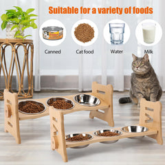 Three 18-ounce stainless steel bowls in yellow stand for versatile feeding.