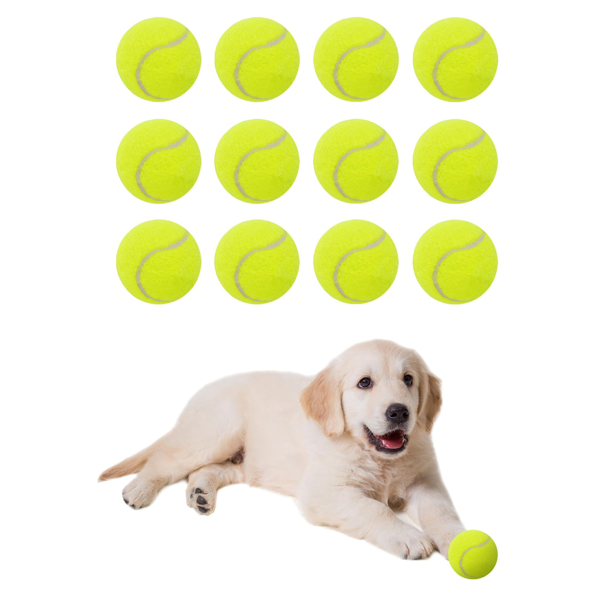 Elevon mini tennis balls 12-pack packaging for small dog play.