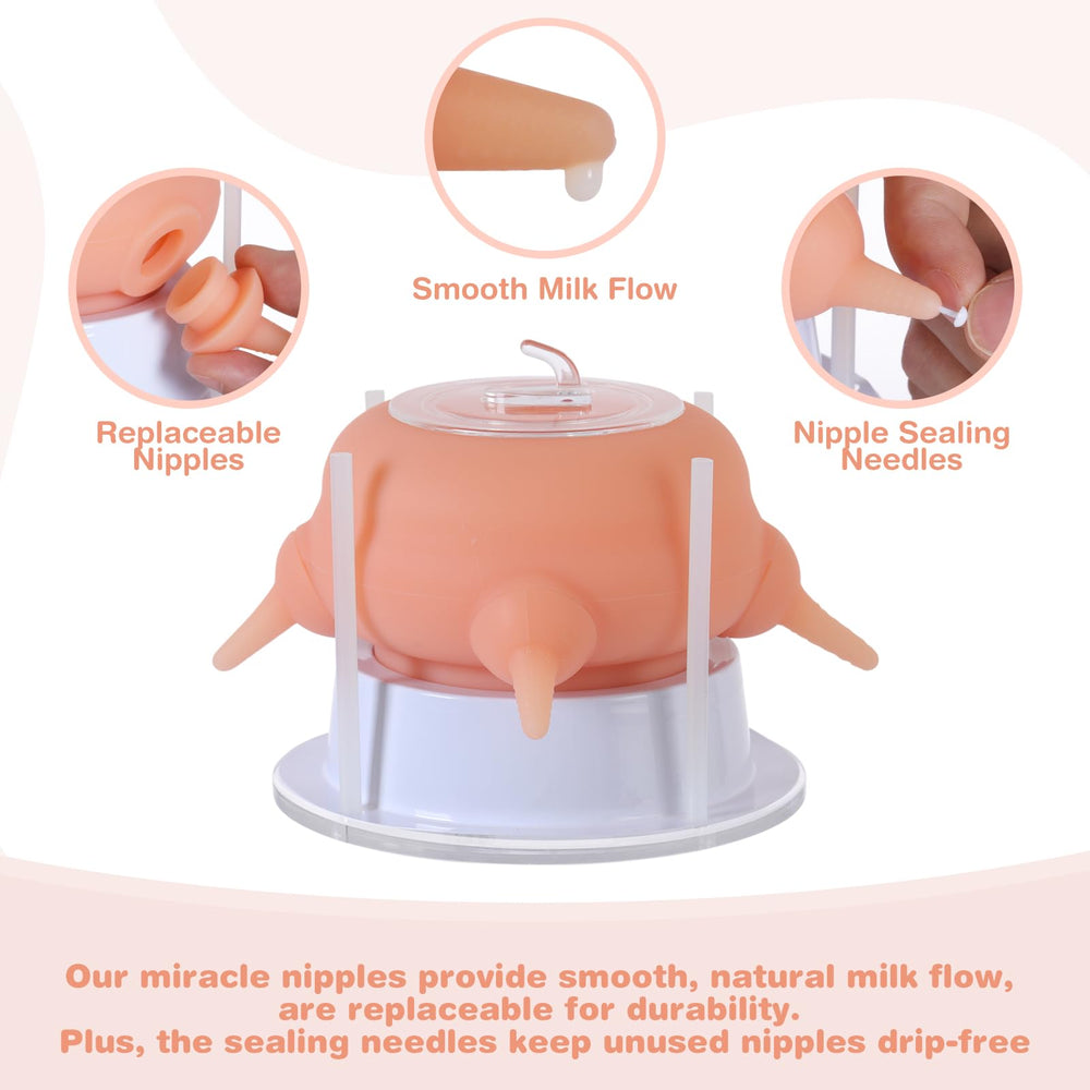 Elevonix Nursing Nipple Puppy Feeder no-drip feature seals unused nipples