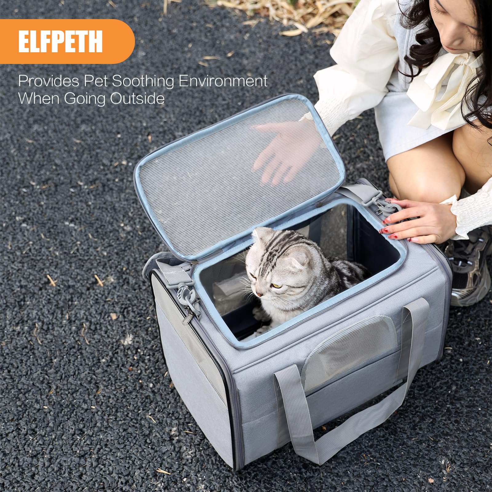 Elfpeth multiple-carrying options and straps for safe vehicle trips.