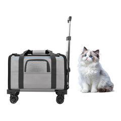 Elfpeth pet carrier with wheels, front view, compact soft-side travel option
