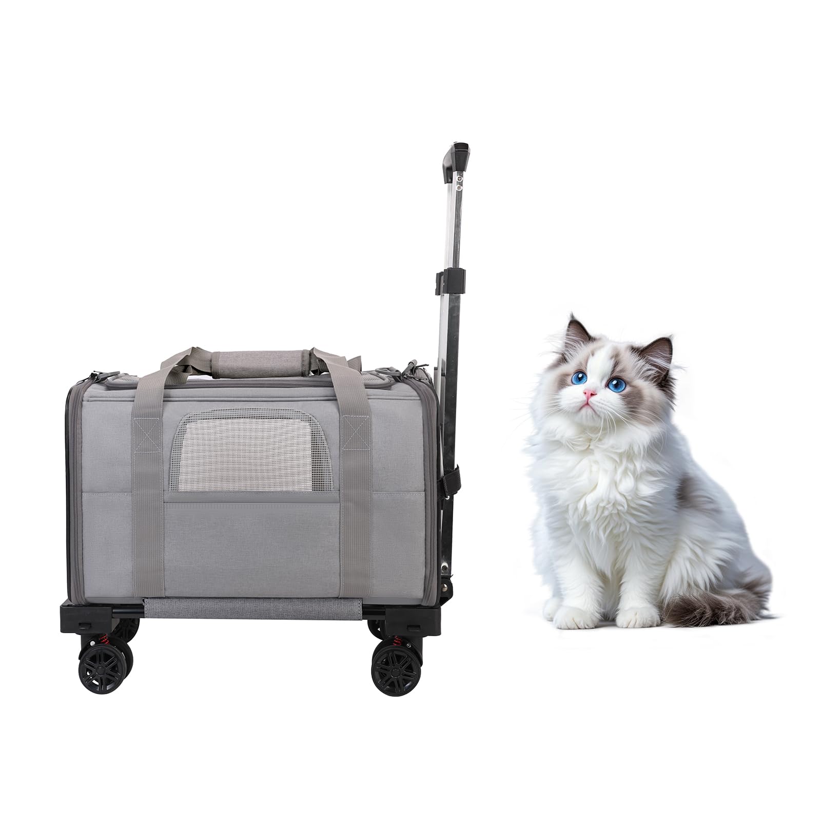 Elfpeth pet carrier with wheels foldable luggage for easy travel and storage.