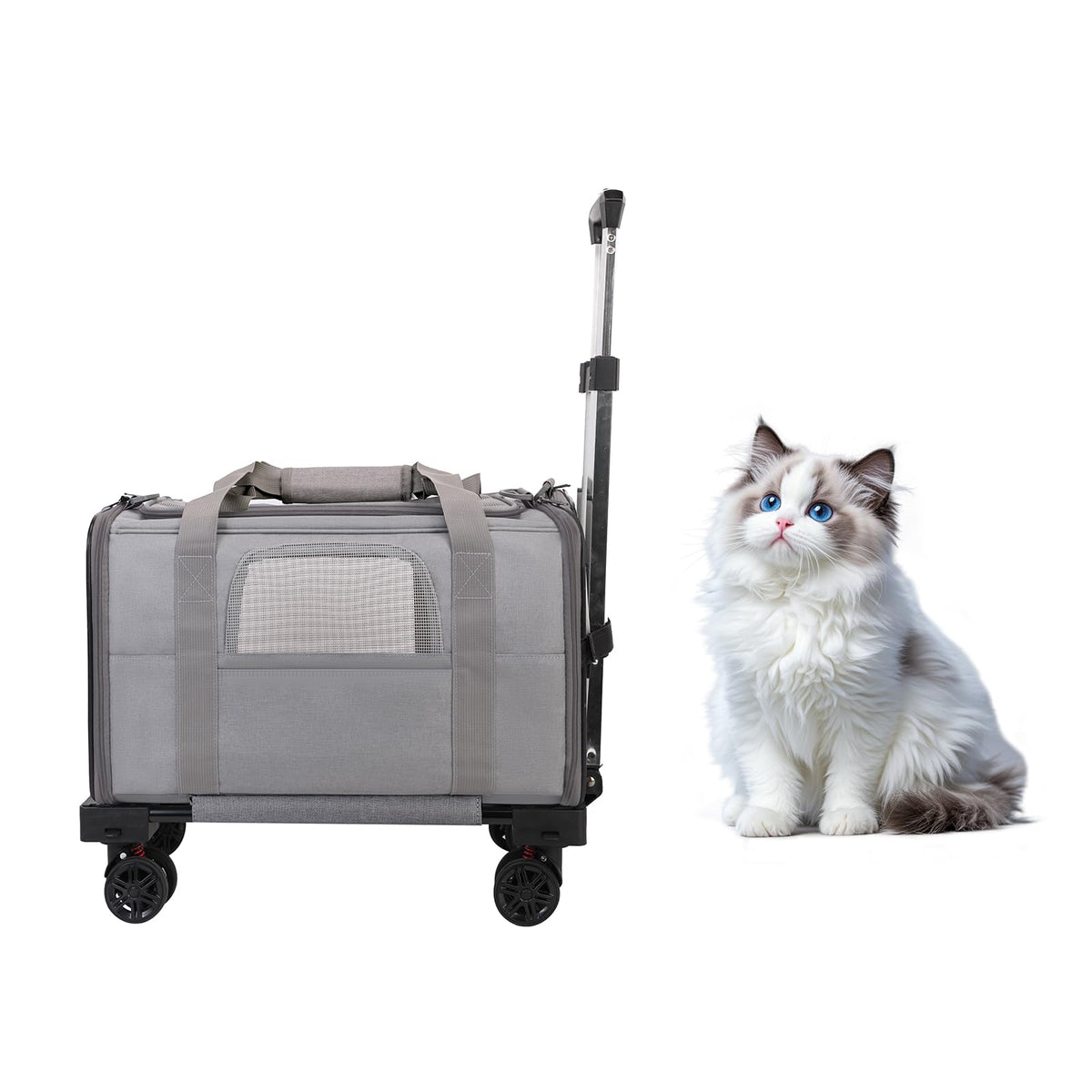 Elfpeth pet carrier with wheels foldable luggage for easy travel and storage.