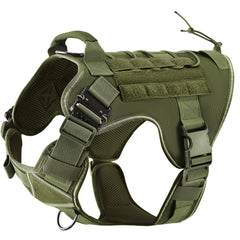 ELFTREE Tactical Dog Harness front view with reflective strip for night visibility.