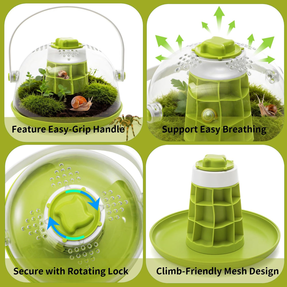 ELFULLY snail terrarium top air vents provide airflow while preventing escapes during play.