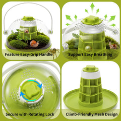 ELFULLY snail terrarium top air vents provide airflow while preventing escapes during play.