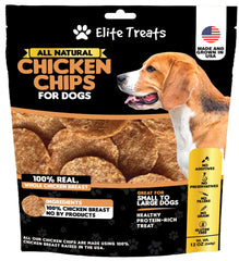 Elite Treats chicken chips 12 oz bag for training rewards and everyday tasty bites.