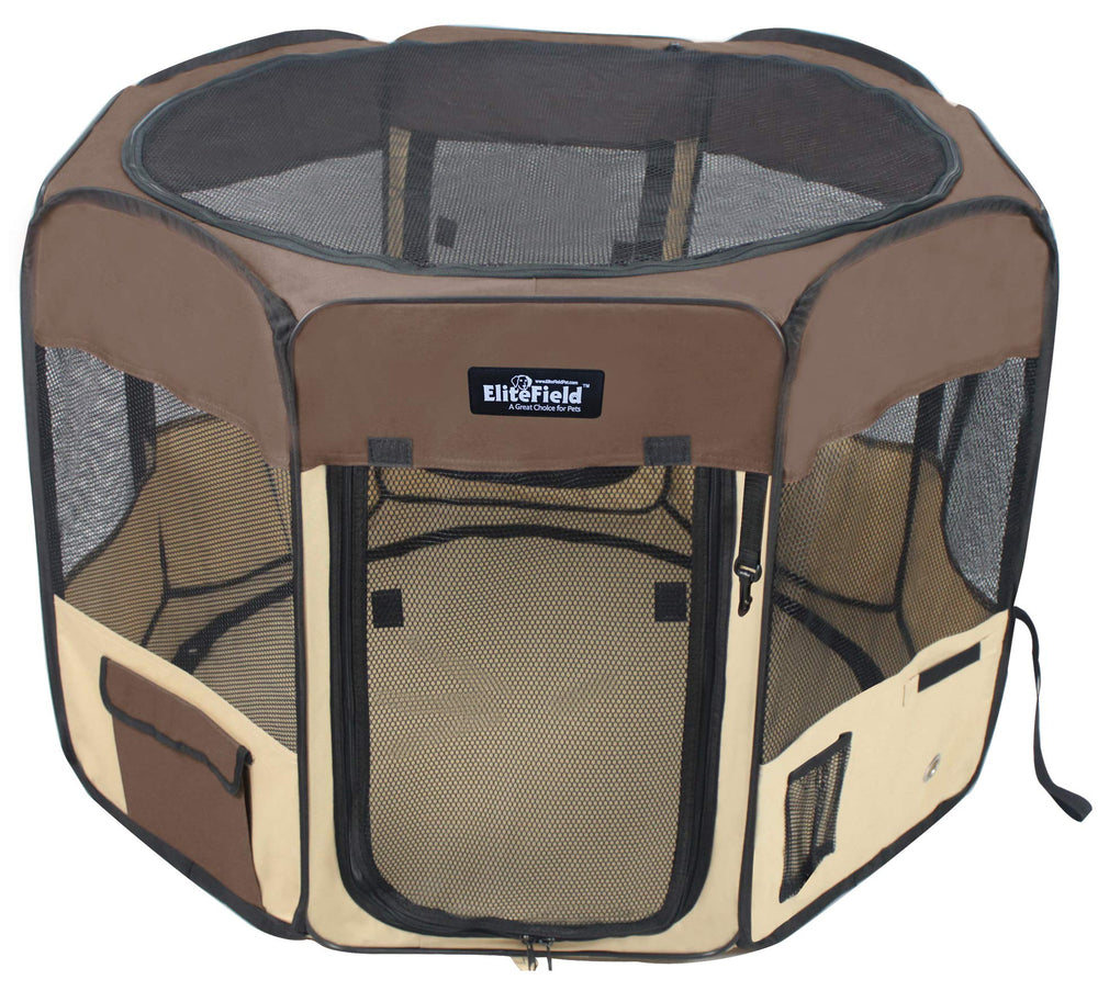 EliteField 2-Door Soft Pet Playpen, fully assembled for instant indoor or outdoor use.