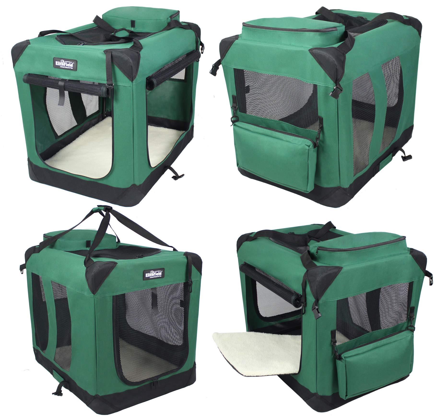 EliteField 3-Door Folding Soft Dog Crate folded compact, ideal for travel storage
