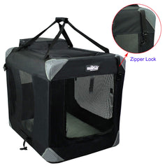 EliteField 3-Door folding soft dog crate front door for quick setup and secure containment.