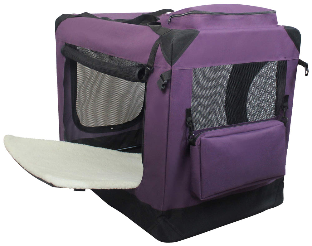 EliteField 3-Door Folding Soft Dog Crate interior with fleece bed for cozy rest.