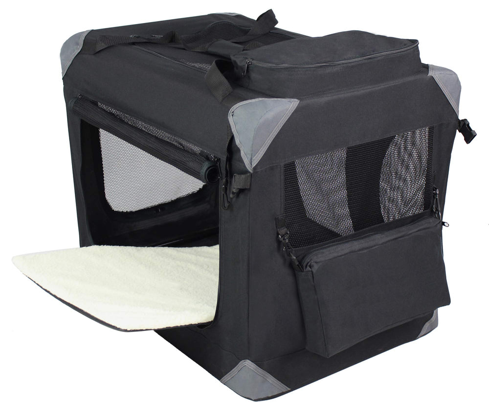 EliteField 3-Door folding soft dog crate side door for versatile access and airflow.