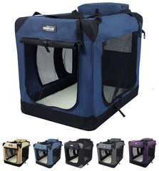 EliteField 3-Door soft dog crate top door open for quick access during travel.