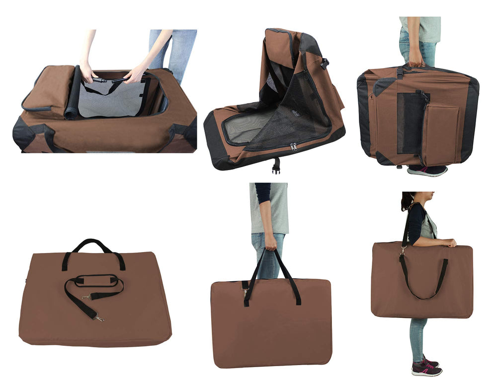 EliteField Soft Dog Crate includes carrying bag and fleece bed for travel and home comfort.