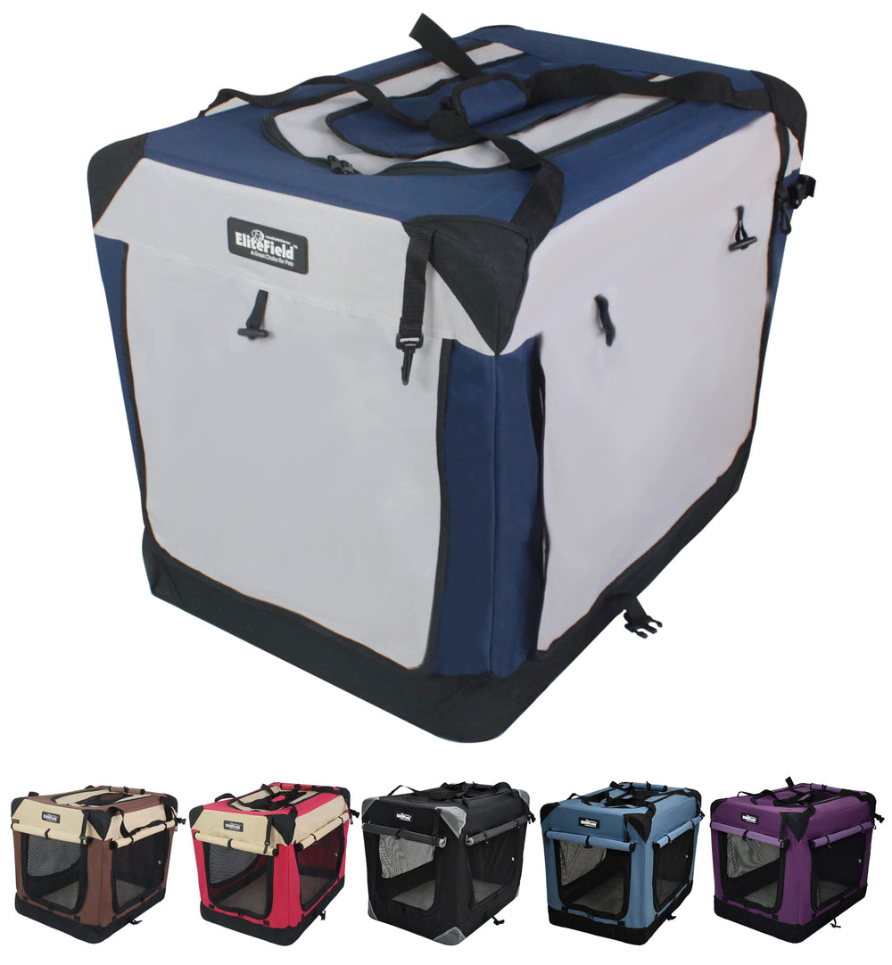 EliteField 4-Door folding crate assembly view shows quick setup.