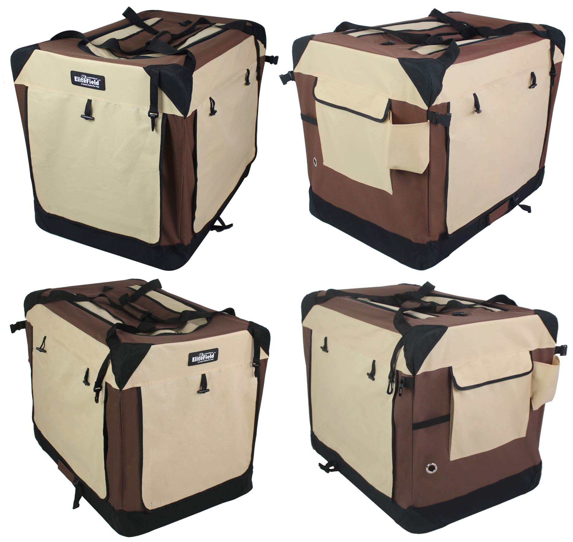 EliteField 4-Door soft dog crate carrying bag for easy transport