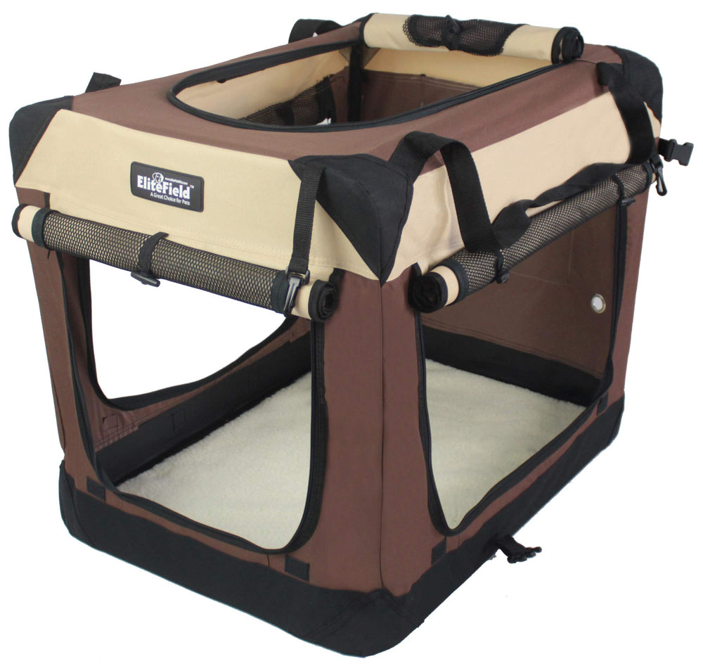 EliteField 4-Door soft dog crate fleece bed adds cozy resting space