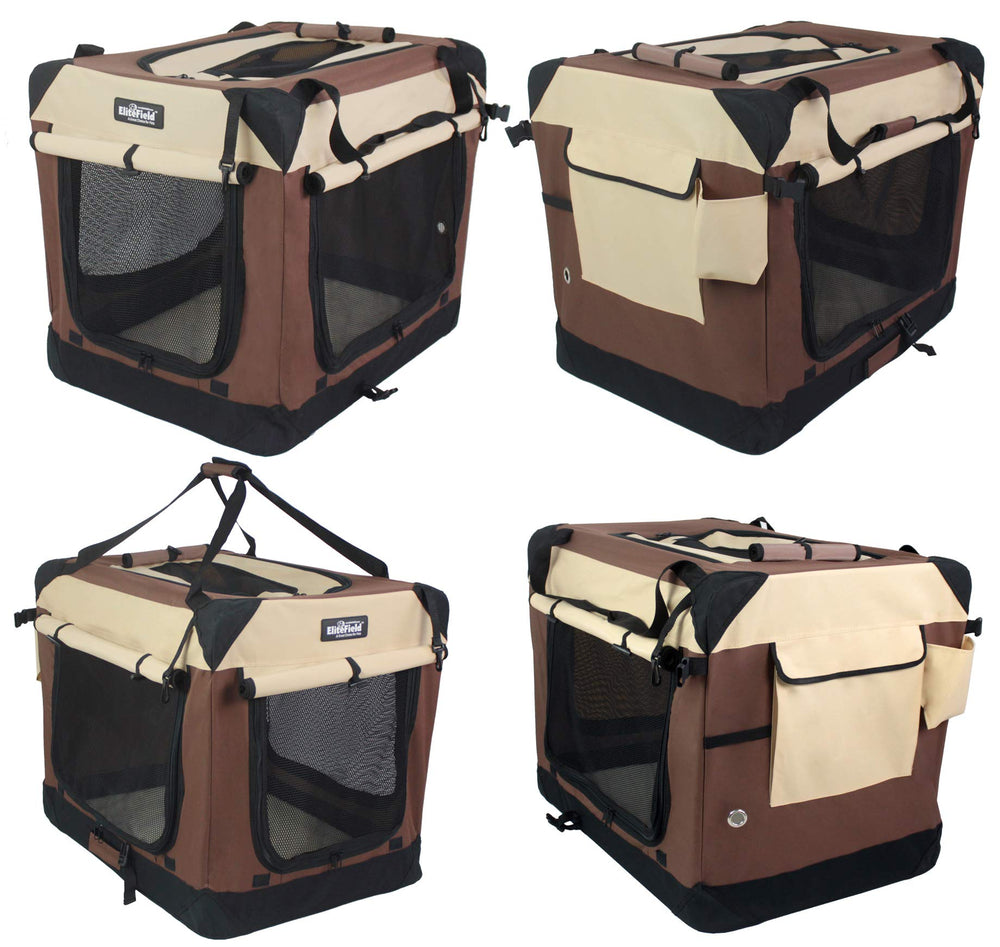 EliteField 4-Door Soft Crate pockets and bottle holder keep essentials handy