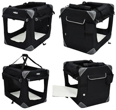 EliteField 4-Door soft dog crate side door back view for airflow.