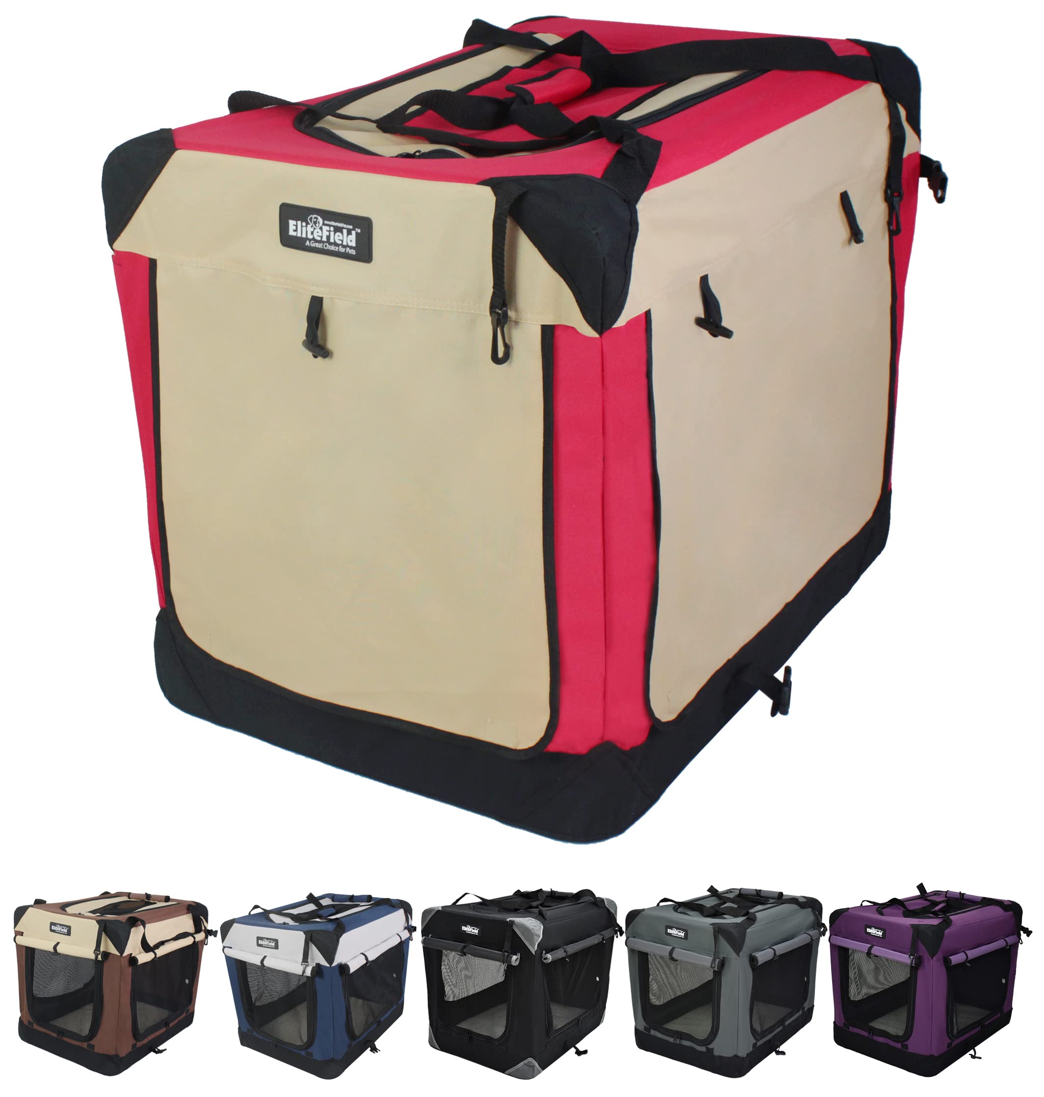 EliteField 42-inch 4-door crate setup showing spacious interior for larger dogs