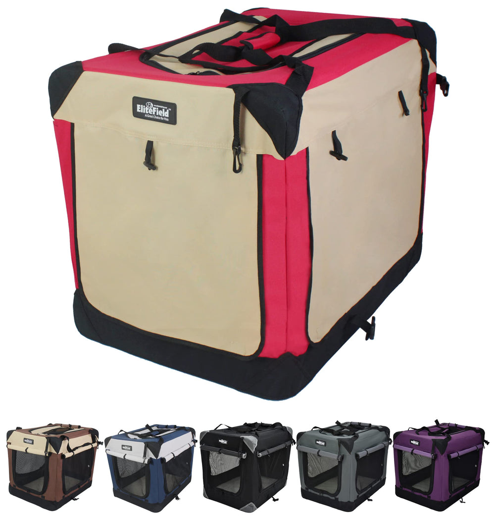EliteField 42-inch 4-door crate setup showing spacious interior for larger dogs