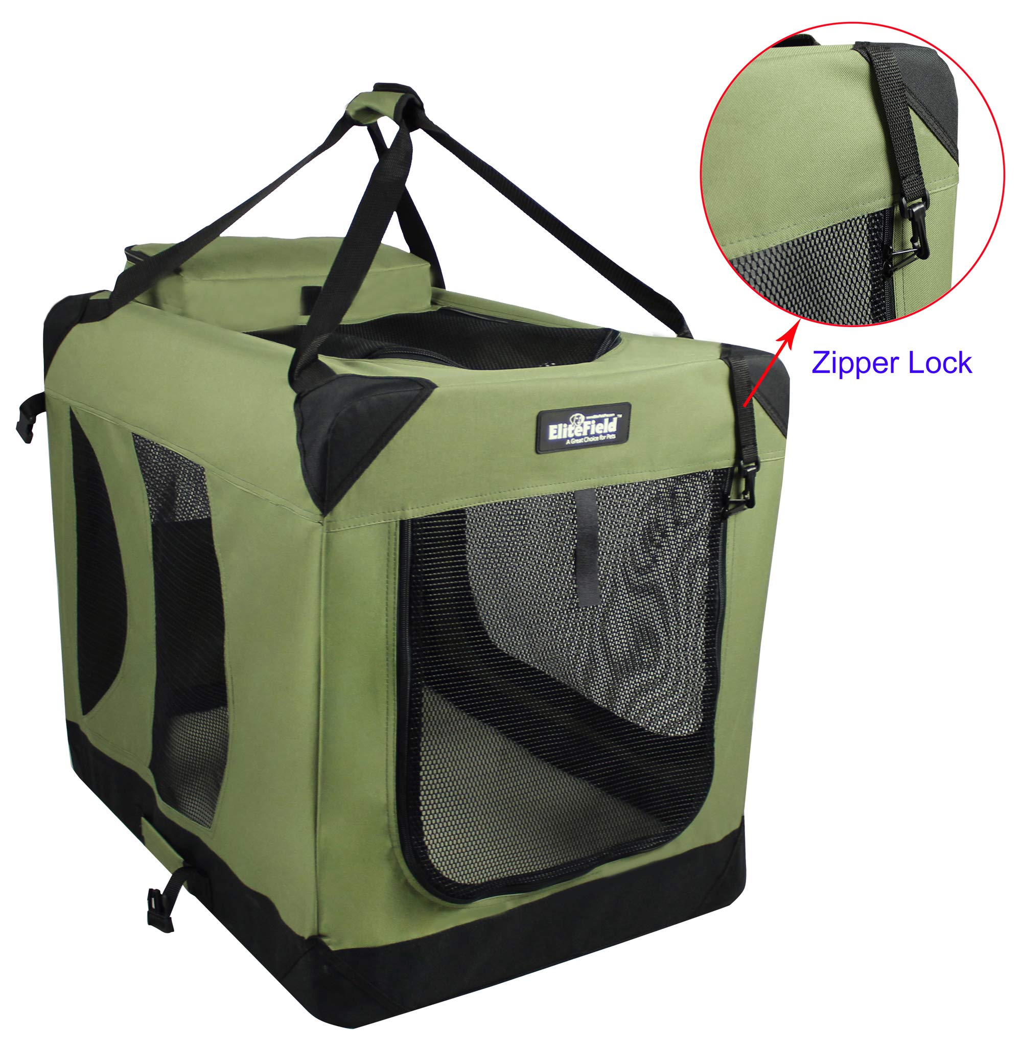 EliteField crate carrying bag close-up, easy transport and organization on trips.