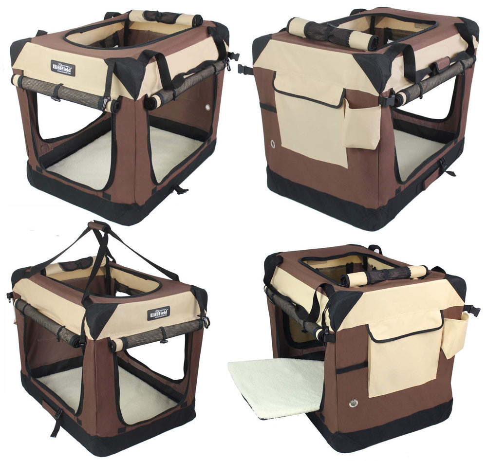 EliteField curtains for dog crate provide shade to help reduce barking and stress.