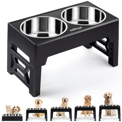 EliteField elevated dog bowls setup shows tool-free assembly for effortless home use.