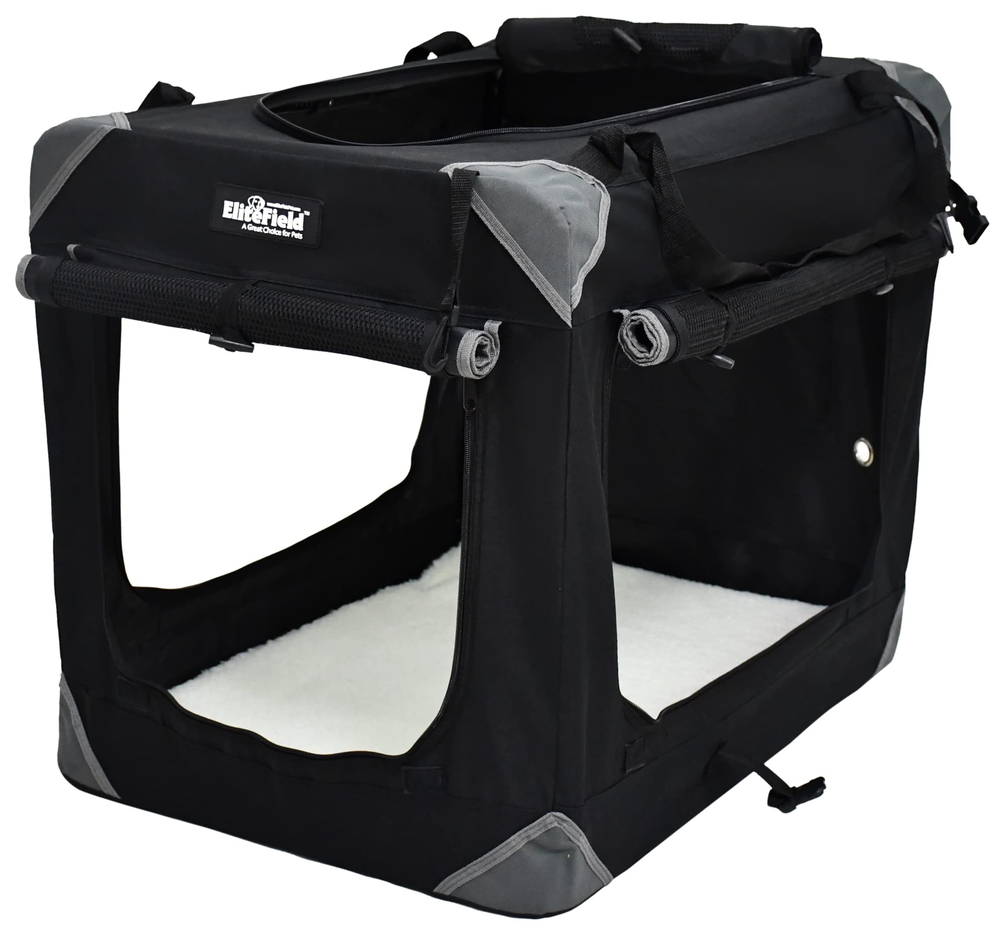 EliteField compact folded crate reaches 3 inches for tidy storage.