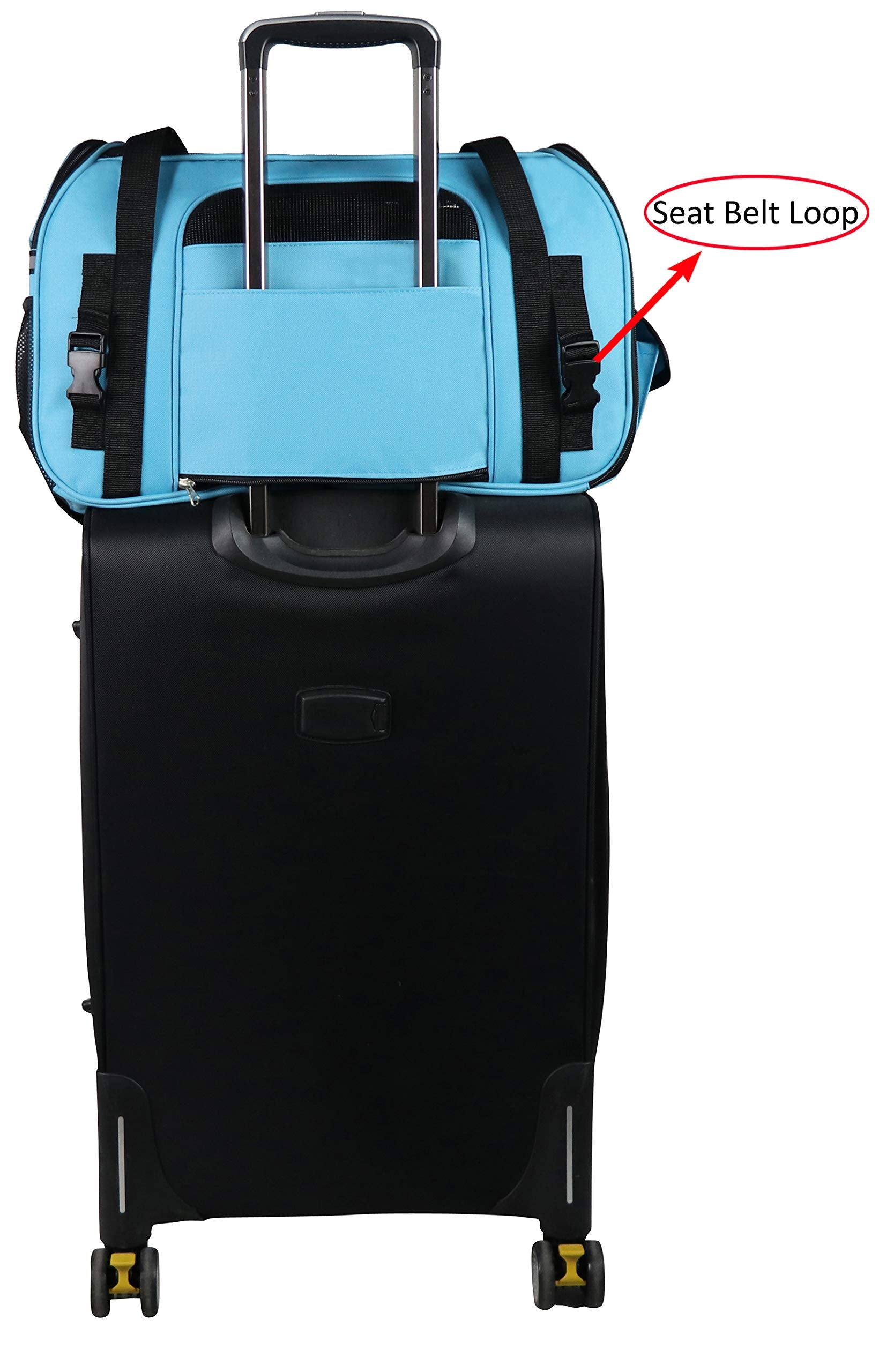 EliteField carrier features built-in leash clip for pet safety inside the bag.