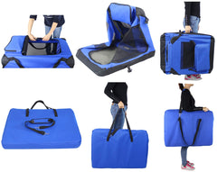 EliteField royal blue fabric closeup shows durable 600D material and stitching.