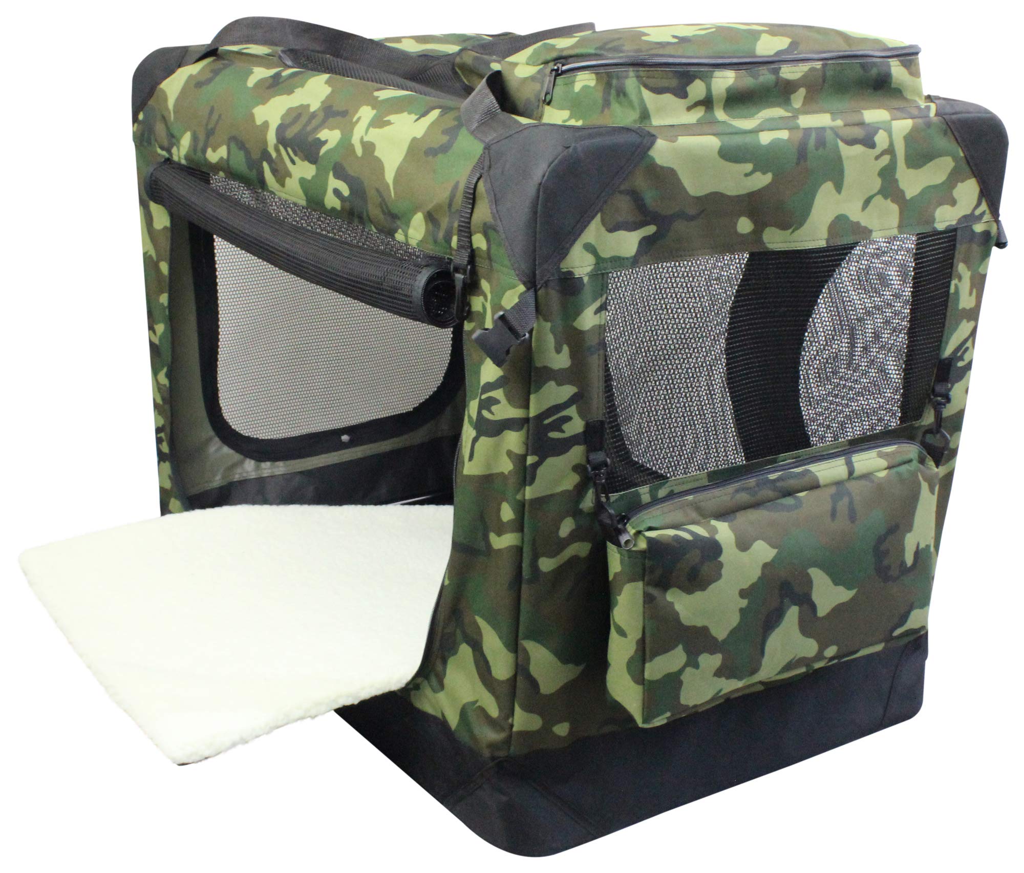 EliteField soft crate in camo folded for compact storage and travel