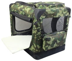 EliteField soft crate in camo folded for compact storage and travel