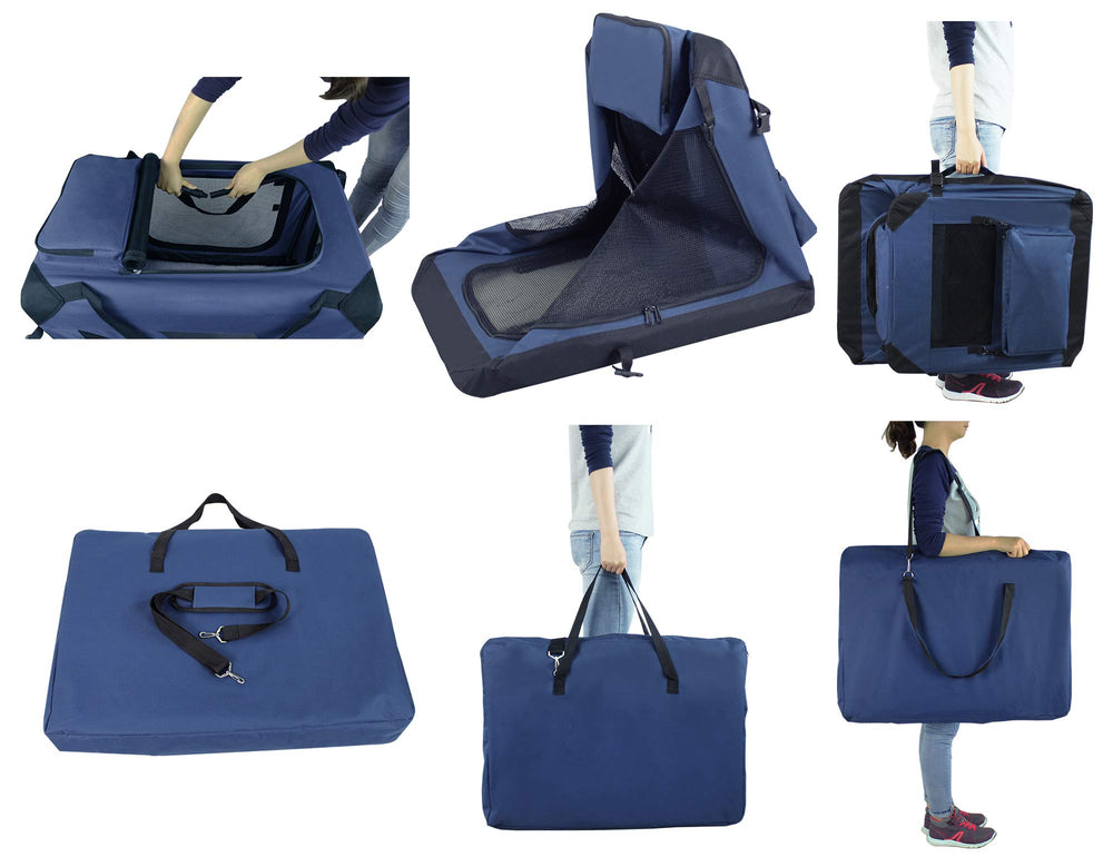 EliteField carrying bag and fleece bed shown, convenient travel setup with washable accessories.