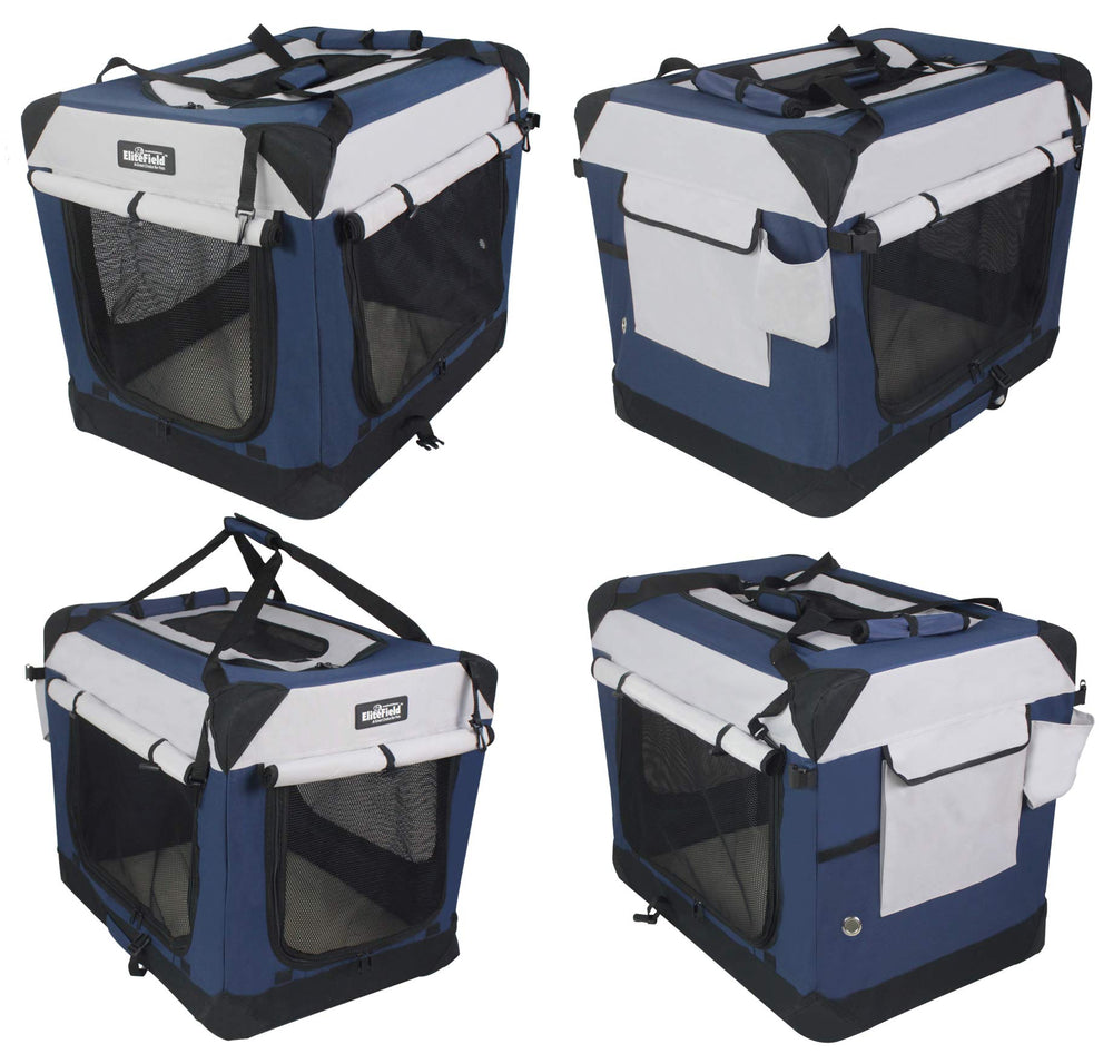 EliteField fleece bed inside crate for cozy comfort.