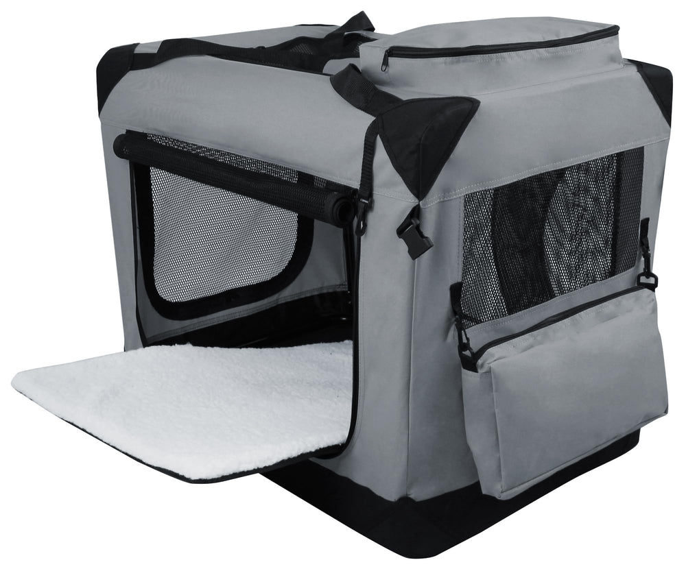 EliteField 3-door crate side mesh door improves ventilation on the road.