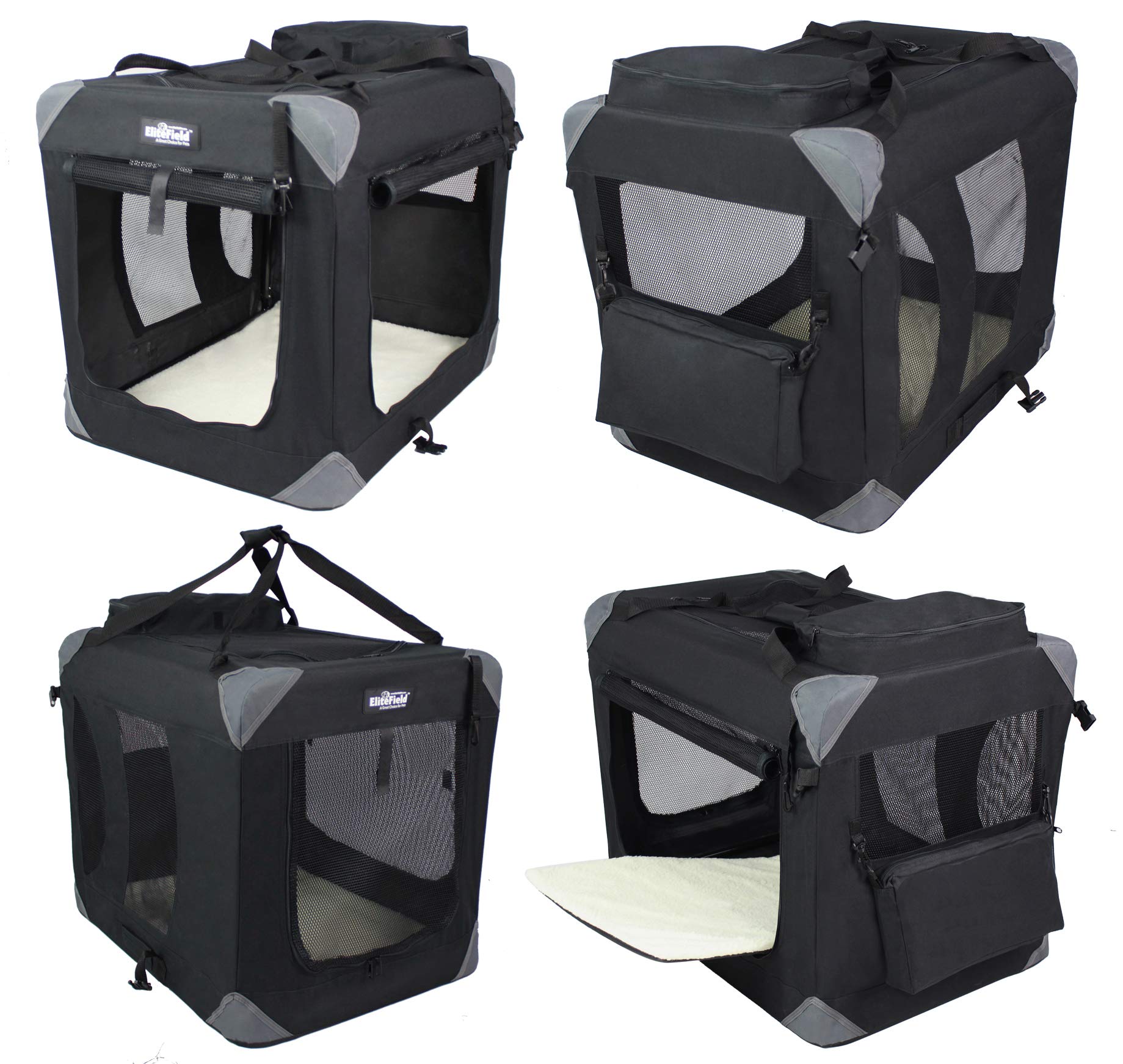 EliteField washable fleece bed for added comfort inside the crate.