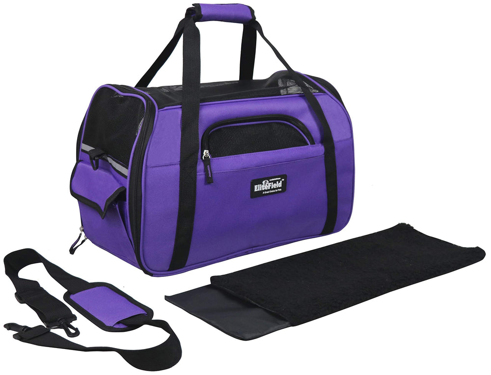 EliteField soft pet carrier hard support board preserves shape on travel.