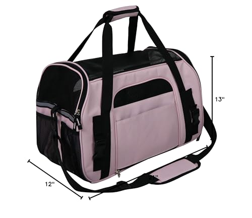 EliteField soft pet carrier pink exterior-pockets for convenient storage.